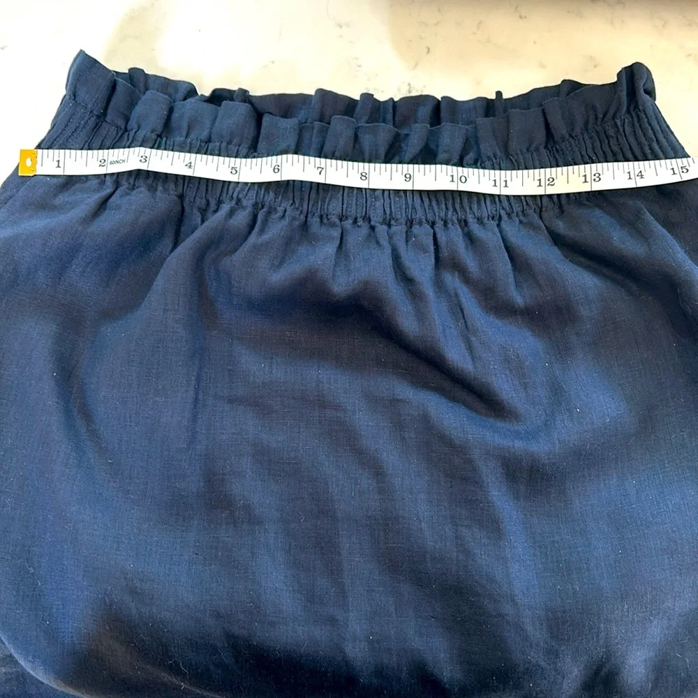J. CREW NWOT Navy size 6 linen paper bag waist skirt with pockets - Picture 5 of 7